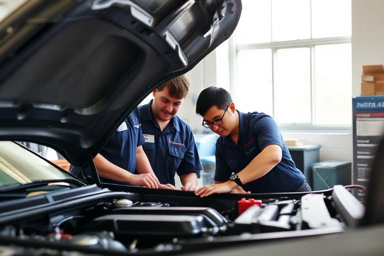 Arbete vid motorservice